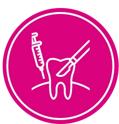Dental care icon with syringe and tooth.